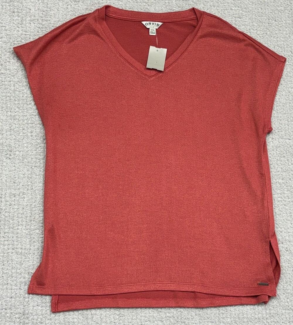 Orvis Salmon Pink Short Sleeve Shirt Size S #58533
